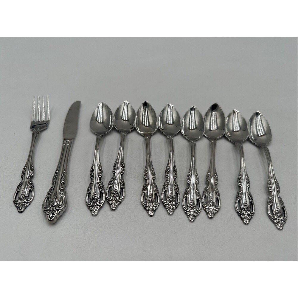 Oneida Brahms 8 Grapefruit Spoons Salad Fork Knife Community Stainless Flatware